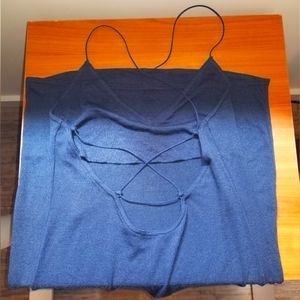 🎇 navy blue low back midi dress